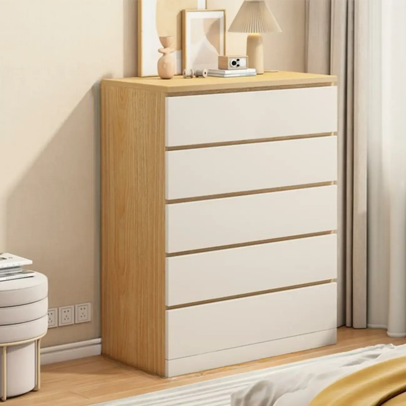 Rustic Solid Wood 	Accent Cabinet with Drawers for Bedroom  Image - 5