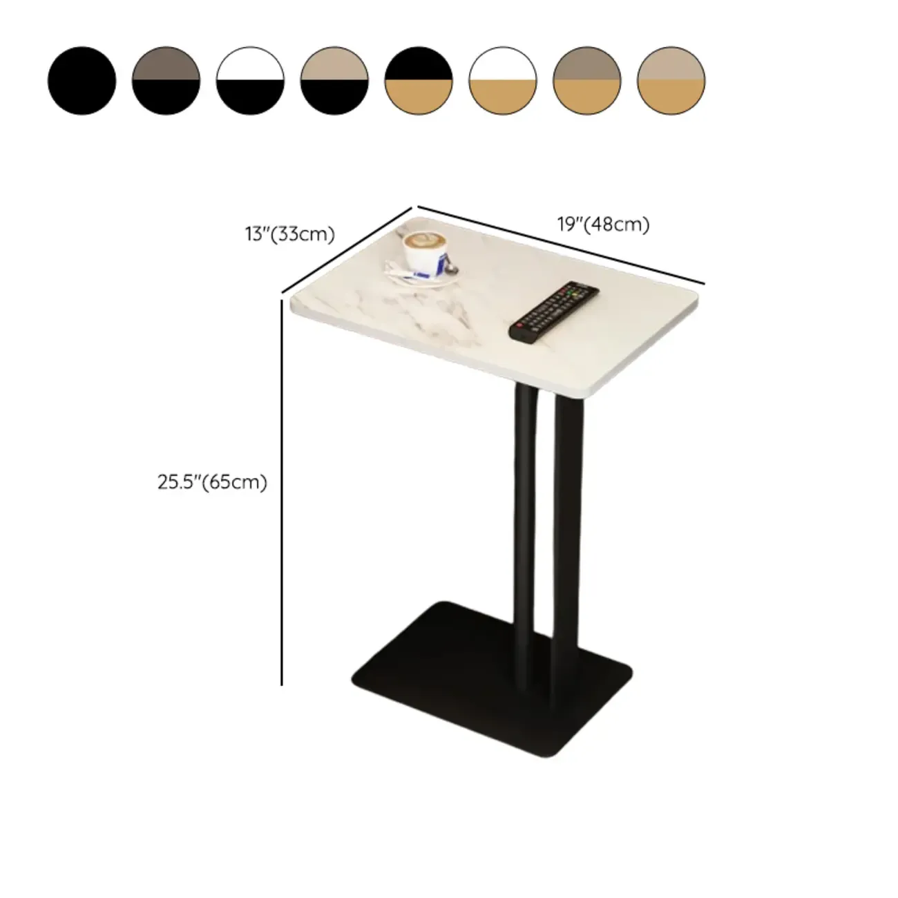 Minimalist C-Shaped White Marble Side Table for Sofa Image - 14