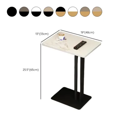 Minimalist C-Shaped White Marble Side Table for Sofa Image - 14