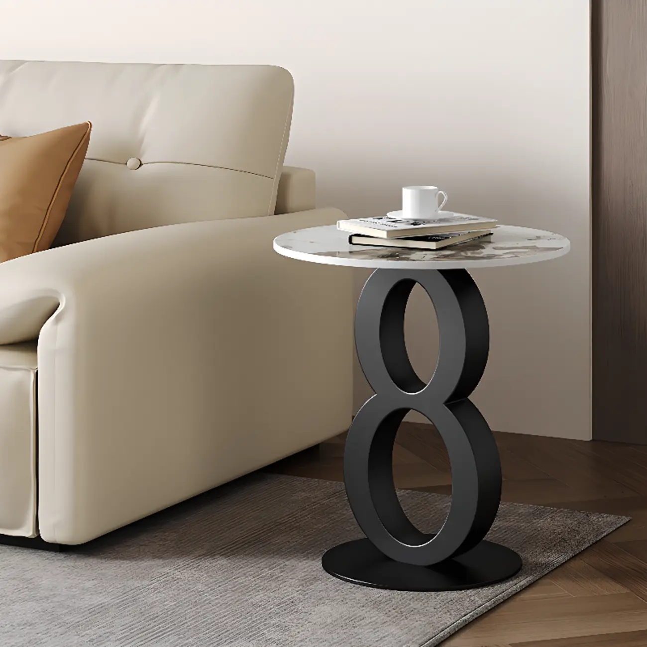 Stylish Round Marble Top End Table for Living Room Image - 1 | homeyfad