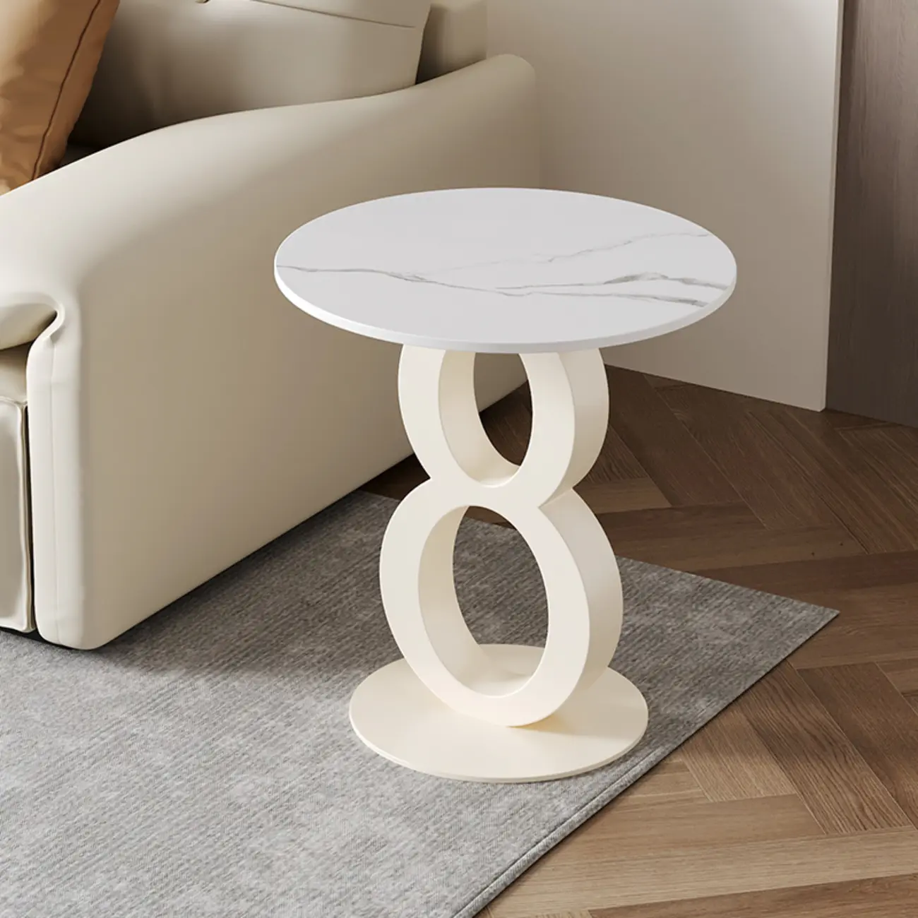 Stylish Round Marble Top End Table for Living Room Image - 7 | homeyfad
