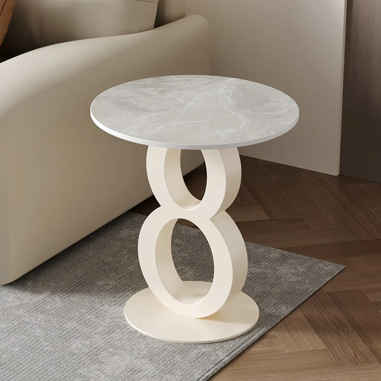 Stylish Round Marble Top End Table for Living Room Image - 9 | homeyfad