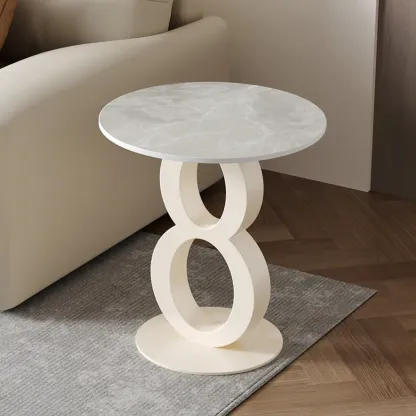 Stylish Round Marble Top End Table for Living Room Image - 9