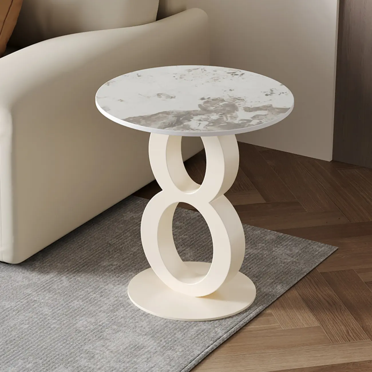 Stylish Round Marble Top End Table for Living Room Image - 11 | homeyfad