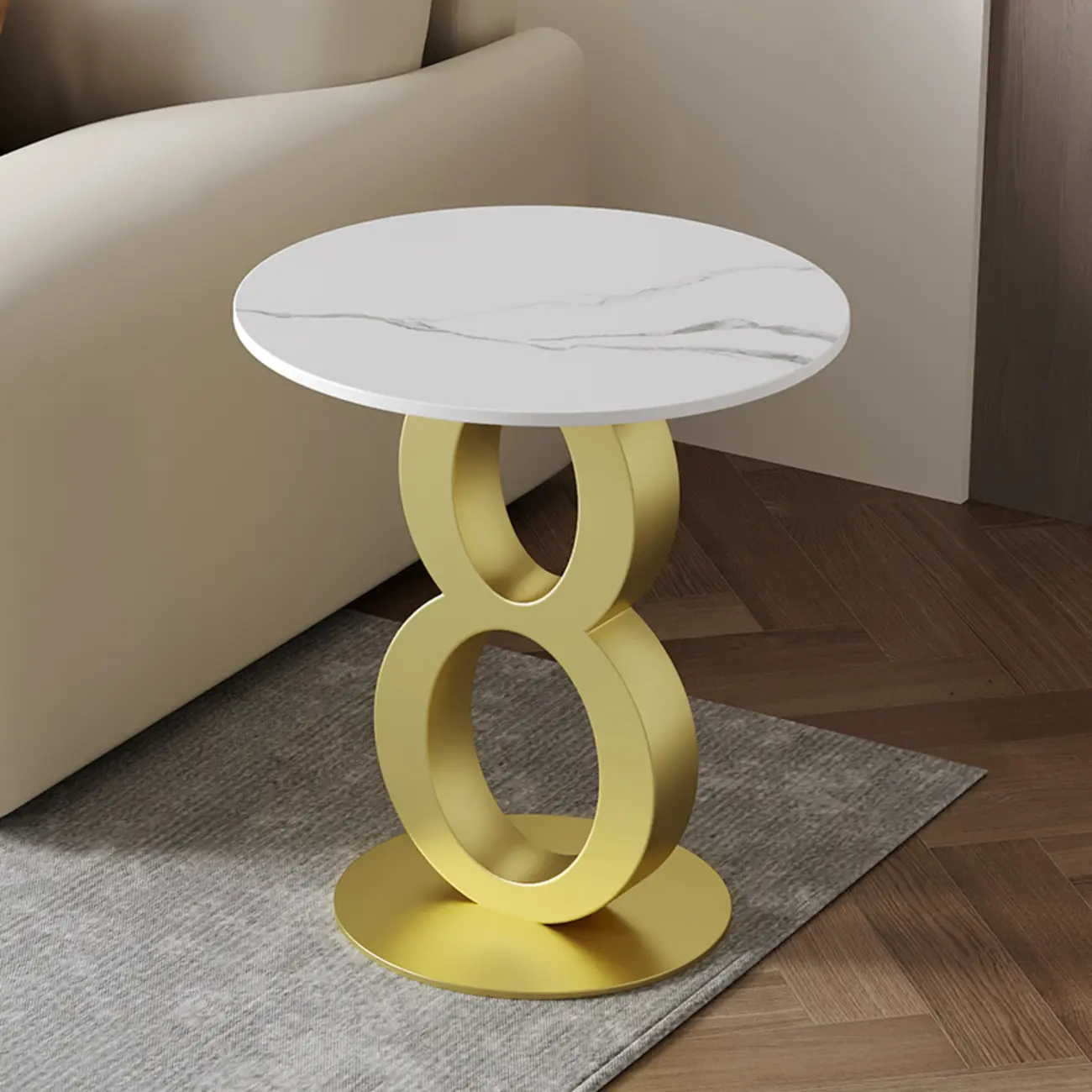 Stylish Round Marble Top End Table for Living Room Image - 12 | homeyfad