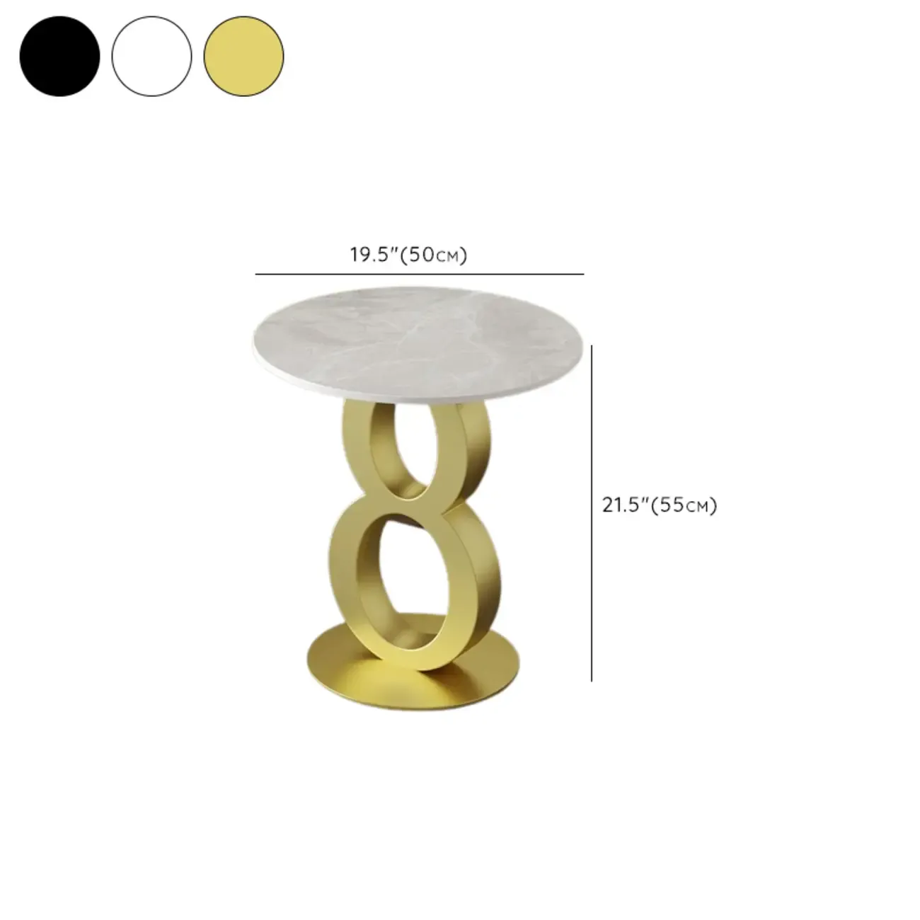 Stylish Round Marble Top End Table for Living Room Image - 18