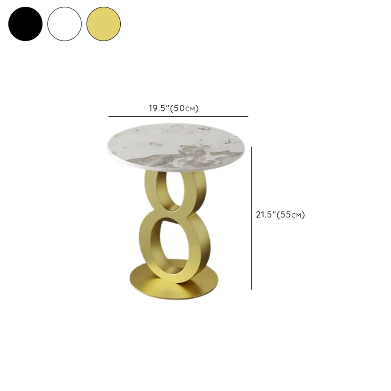 Stylish Round Marble Top End Table for Living Room Image - 20