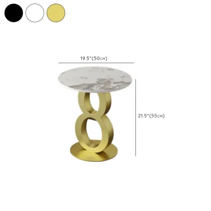 Stylish Round Marble Top End Table for Living Room Image - 20