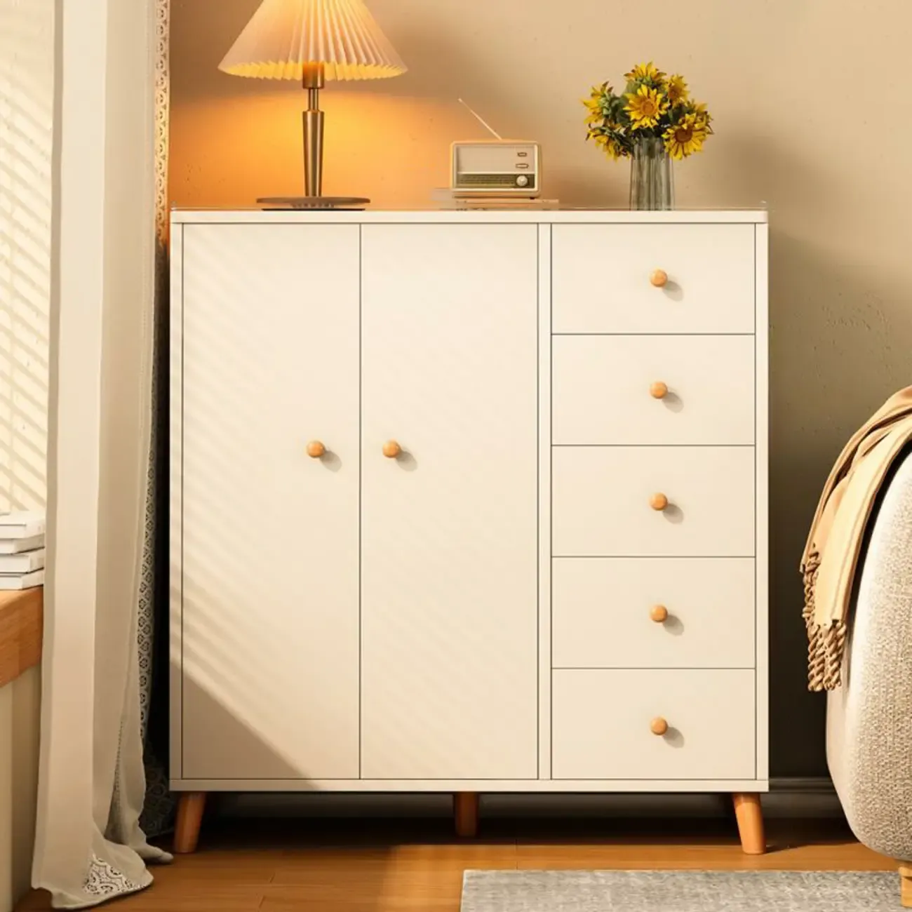 Rustic Solid Wood 	Accent Cabinet with Drawers for Bedroom  Image - 32