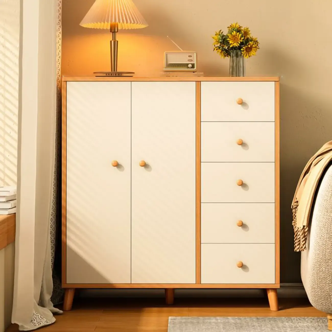 Rustic Solid Wood 	Accent Cabinet with Drawers for Bedroom  Image - 33