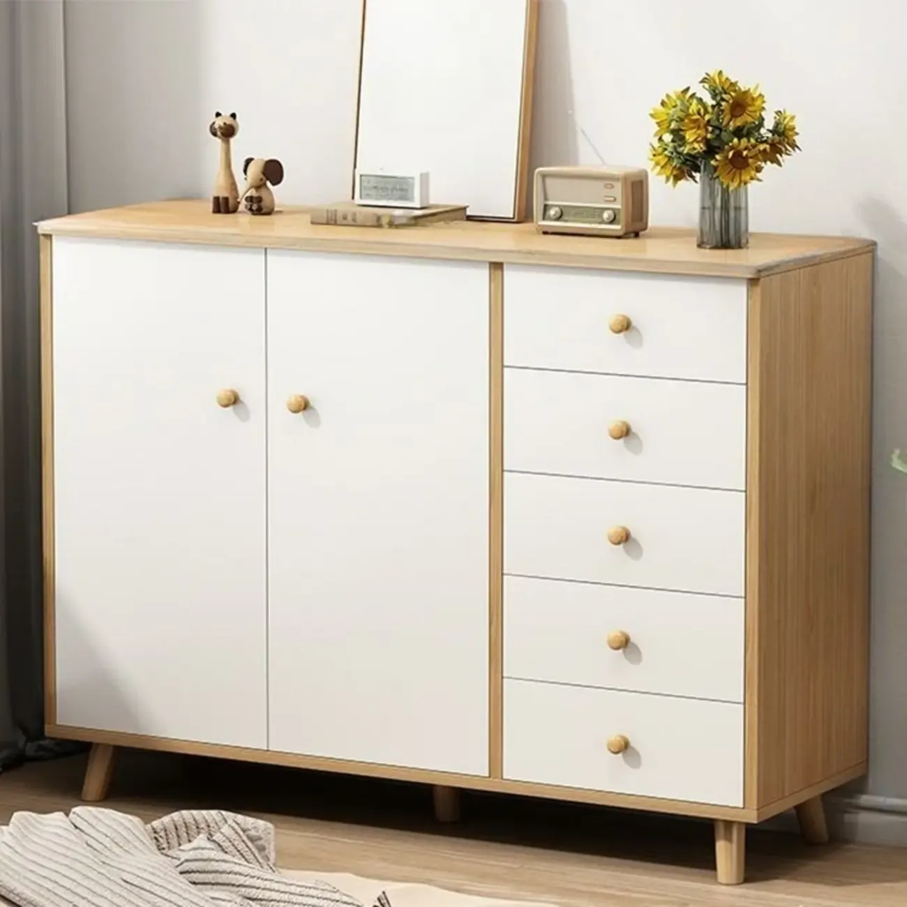 Rustic Solid Wood 	Accent Cabinet with Drawers for Bedroom  Image - 37