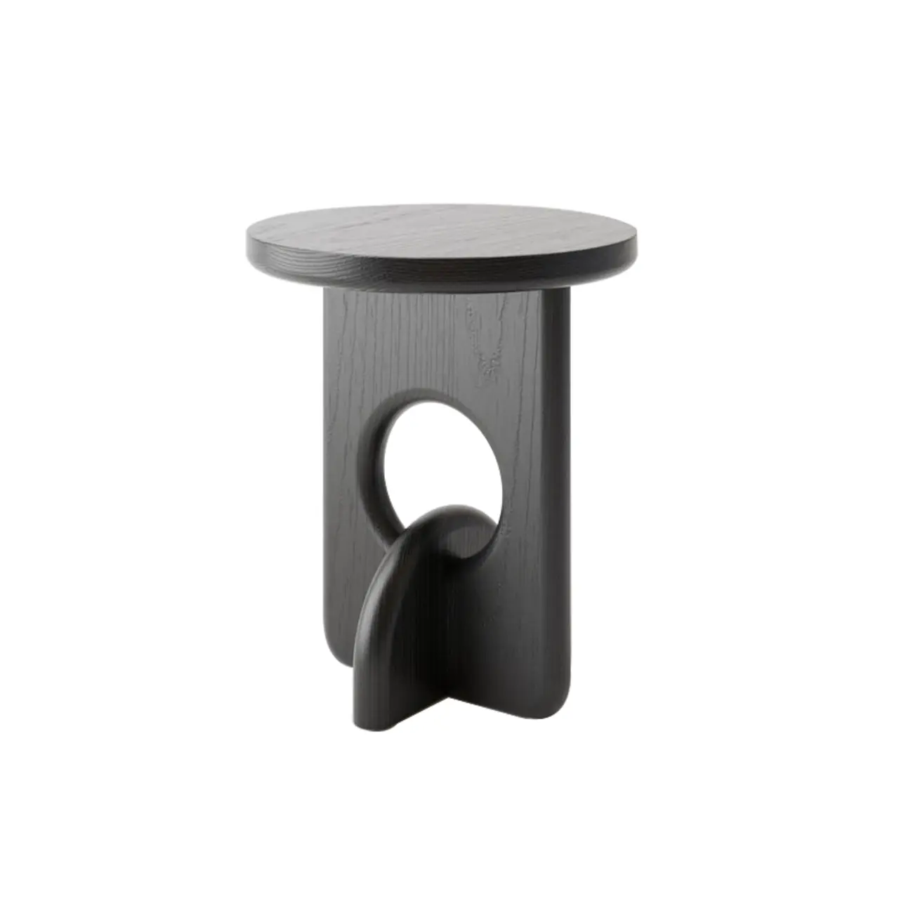 Unique Round Black Solid Wood End Table for Living Room Image - 5 | homeyfad