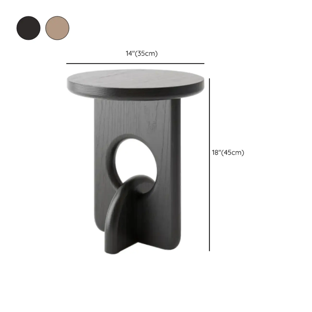 Unique Round Black Solid Wood End Table for Living Room #size | homeyfad