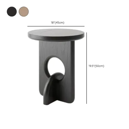 Unique Round Black Solid Wood End Table for Living Room Image - 13