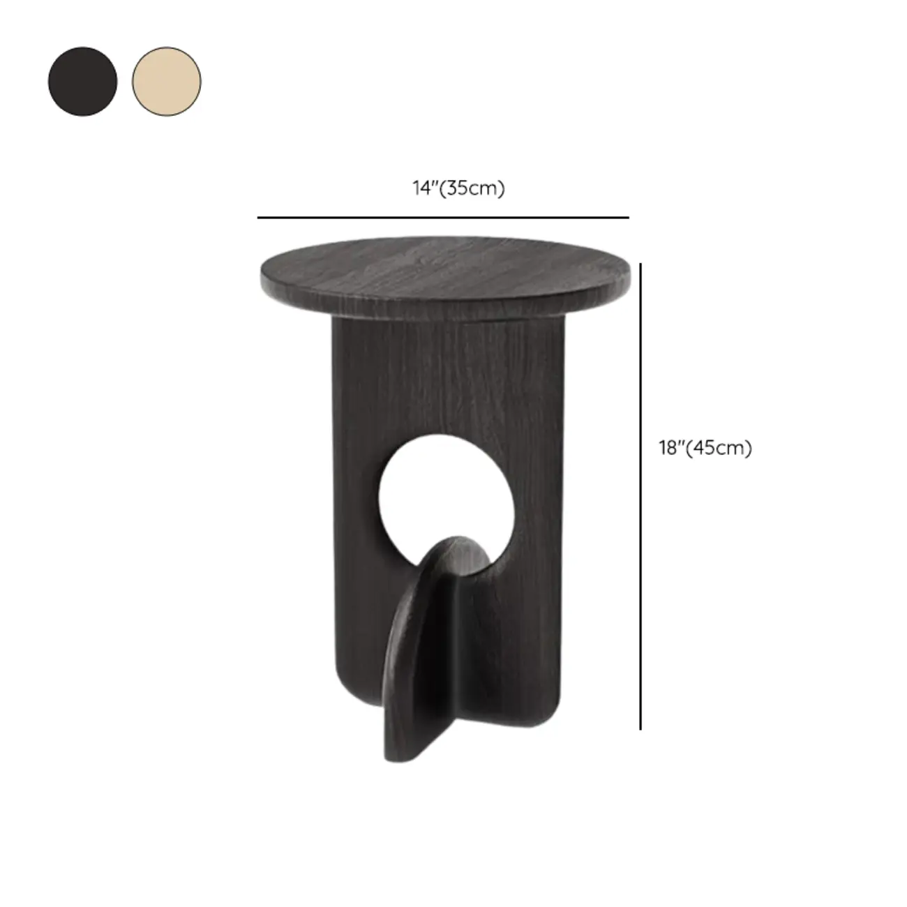 Unique Round Black Solid Wood End Table for Living Room Image - 14 | homeyfad