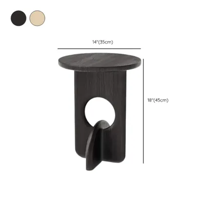 Unique Round Black Solid Wood End Table for Living Room Image - 14