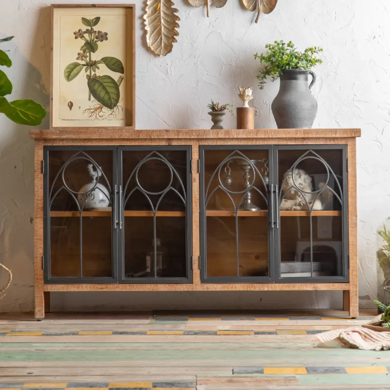 French Country Freestanding Storage Cabinet for Home Decor Image - 2