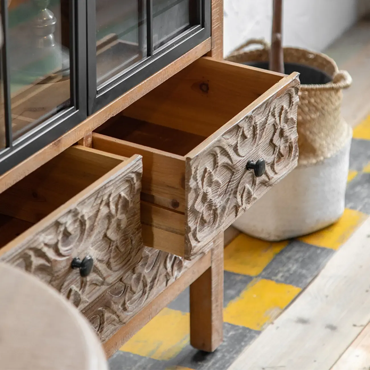 French Country Freestanding Storage Cabinet for Home Decor Image - 3