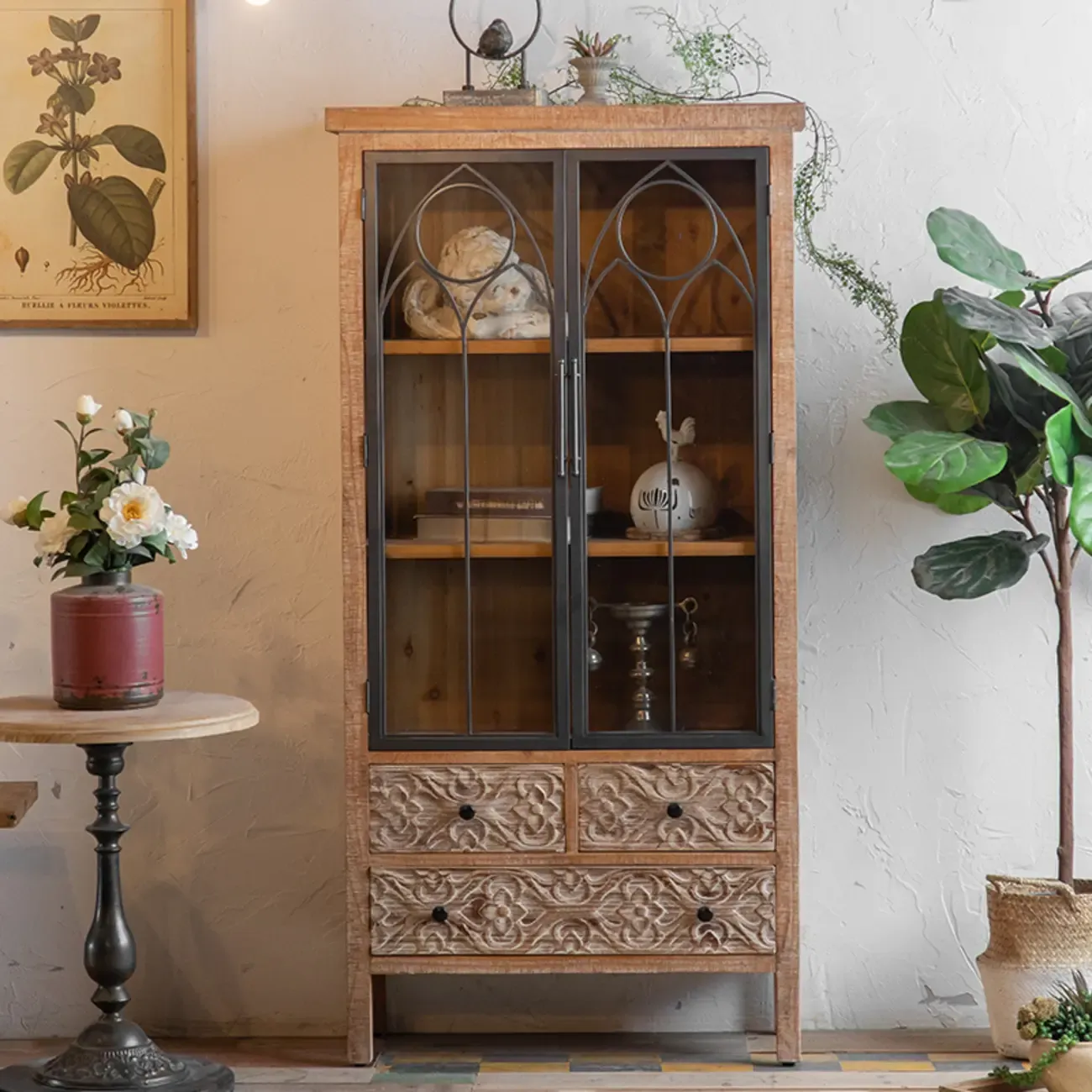 French Country Freestanding Storage Cabinet for Home Decor Image - 7