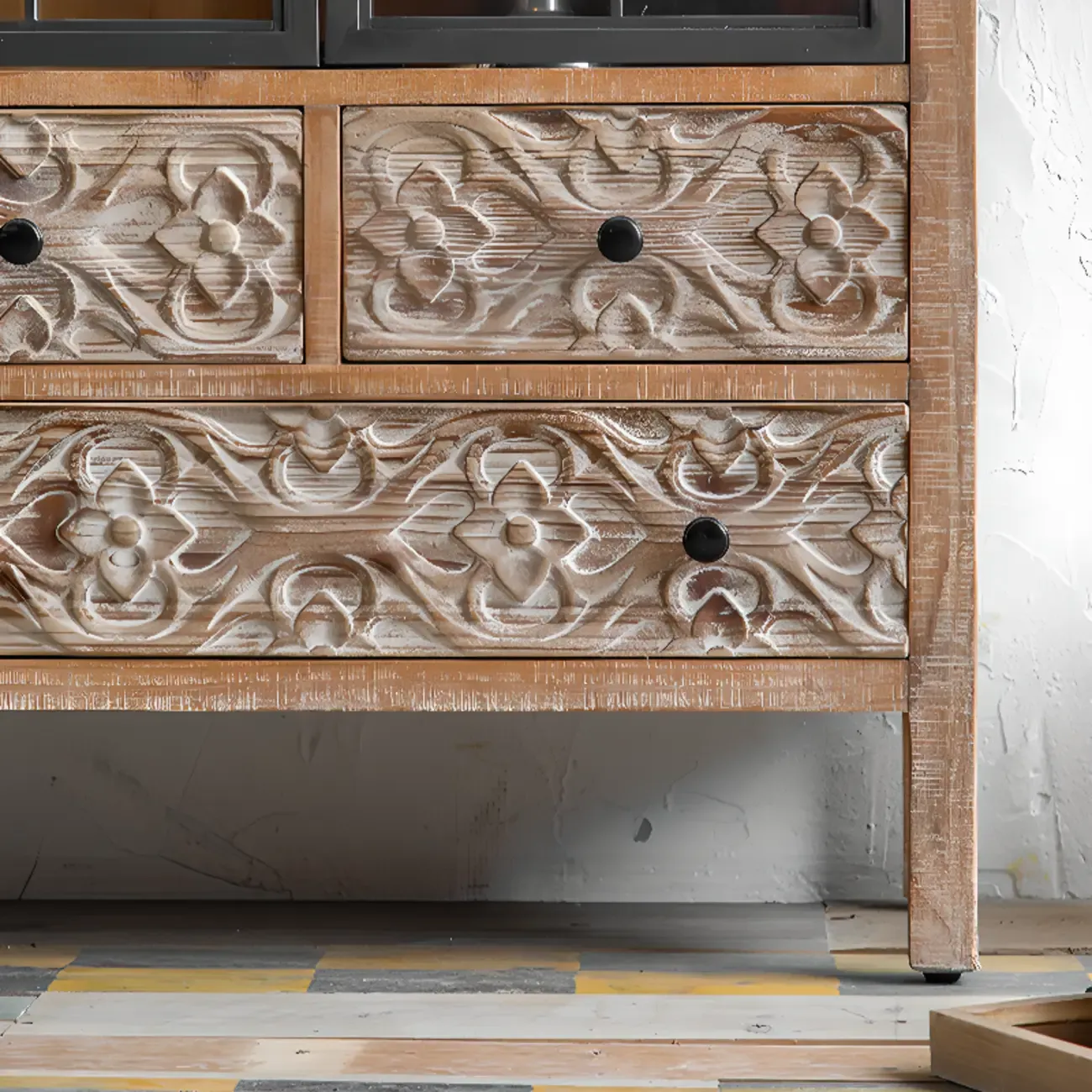 French Country Freestanding Storage Cabinet for Home Decor Image - 12