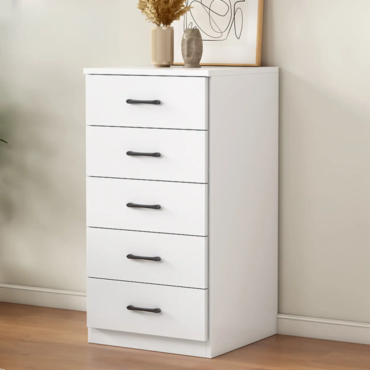 Minimalist White Storage Cabinet with Soft Close & Drawers  Image - 11 | homeyfad