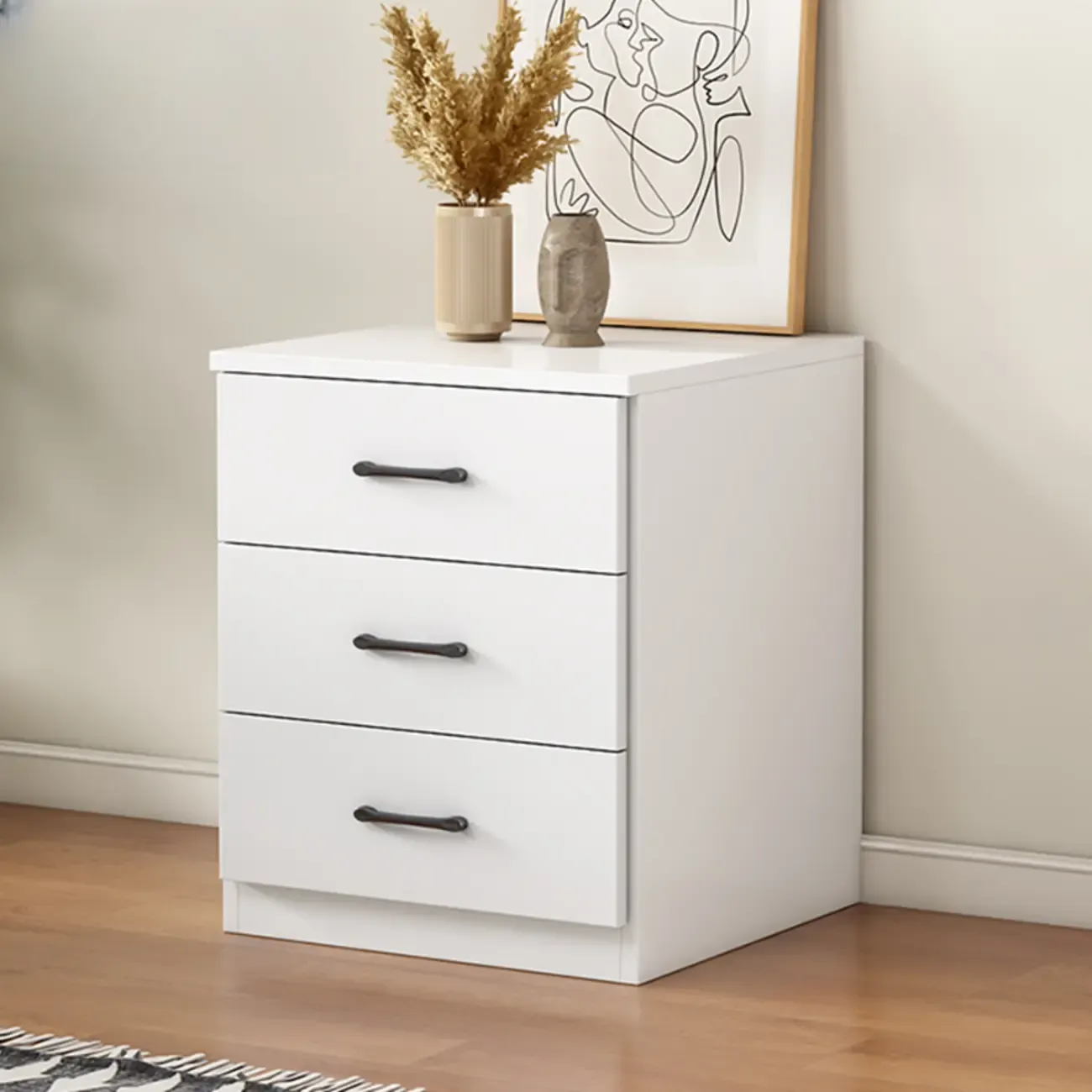 Minimalist White Storage Cabinet with Soft Close & Drawers  Image - 12