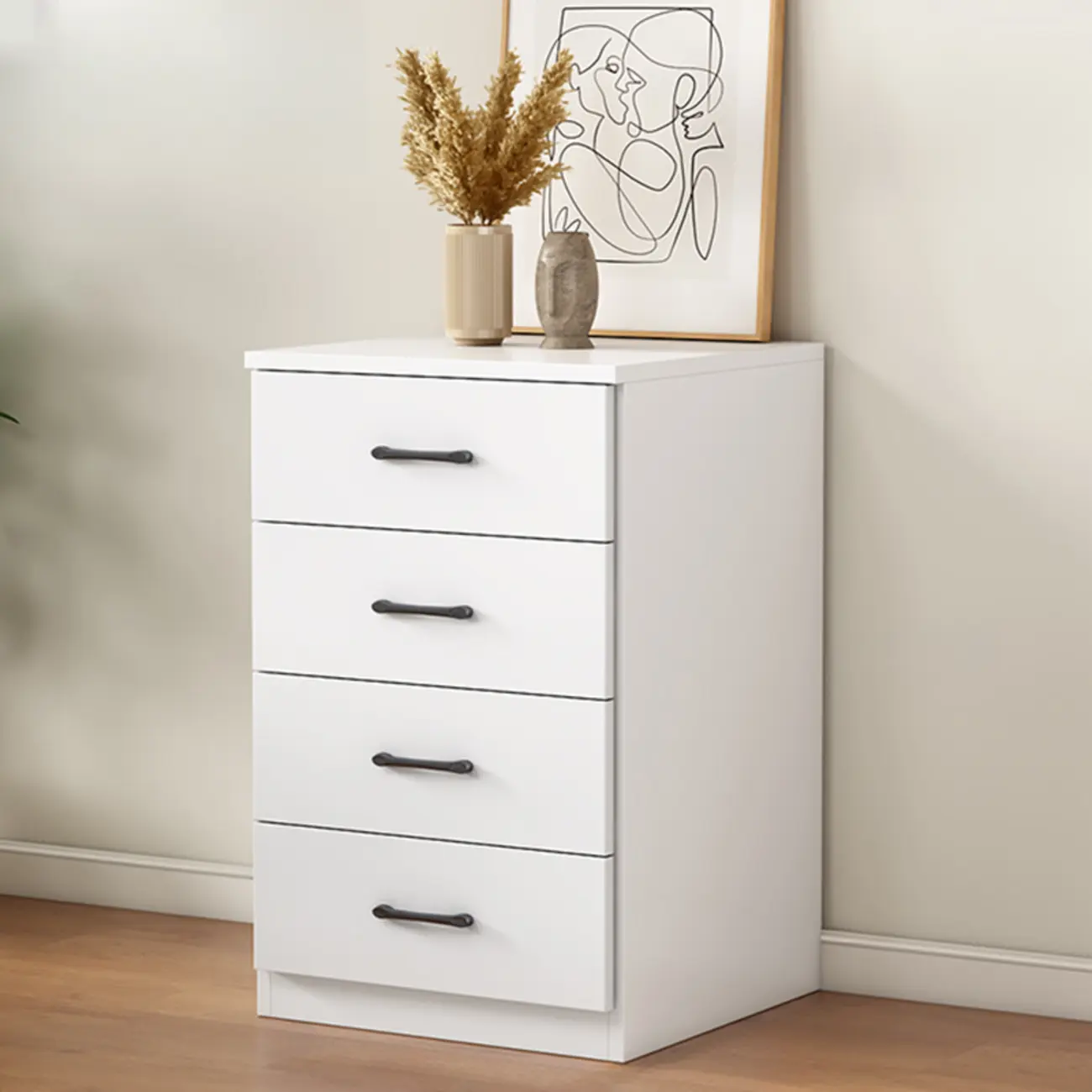 Minimalist White Storage Cabinet with Soft Close & Drawers  Image - 15 | homeyfad