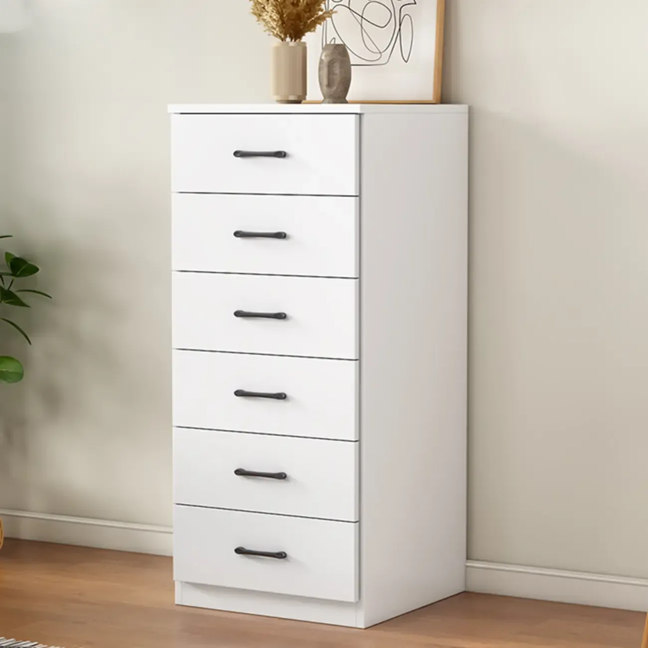 Minimalist White Storage Cabinet with Soft Close & Drawers  Image - 16