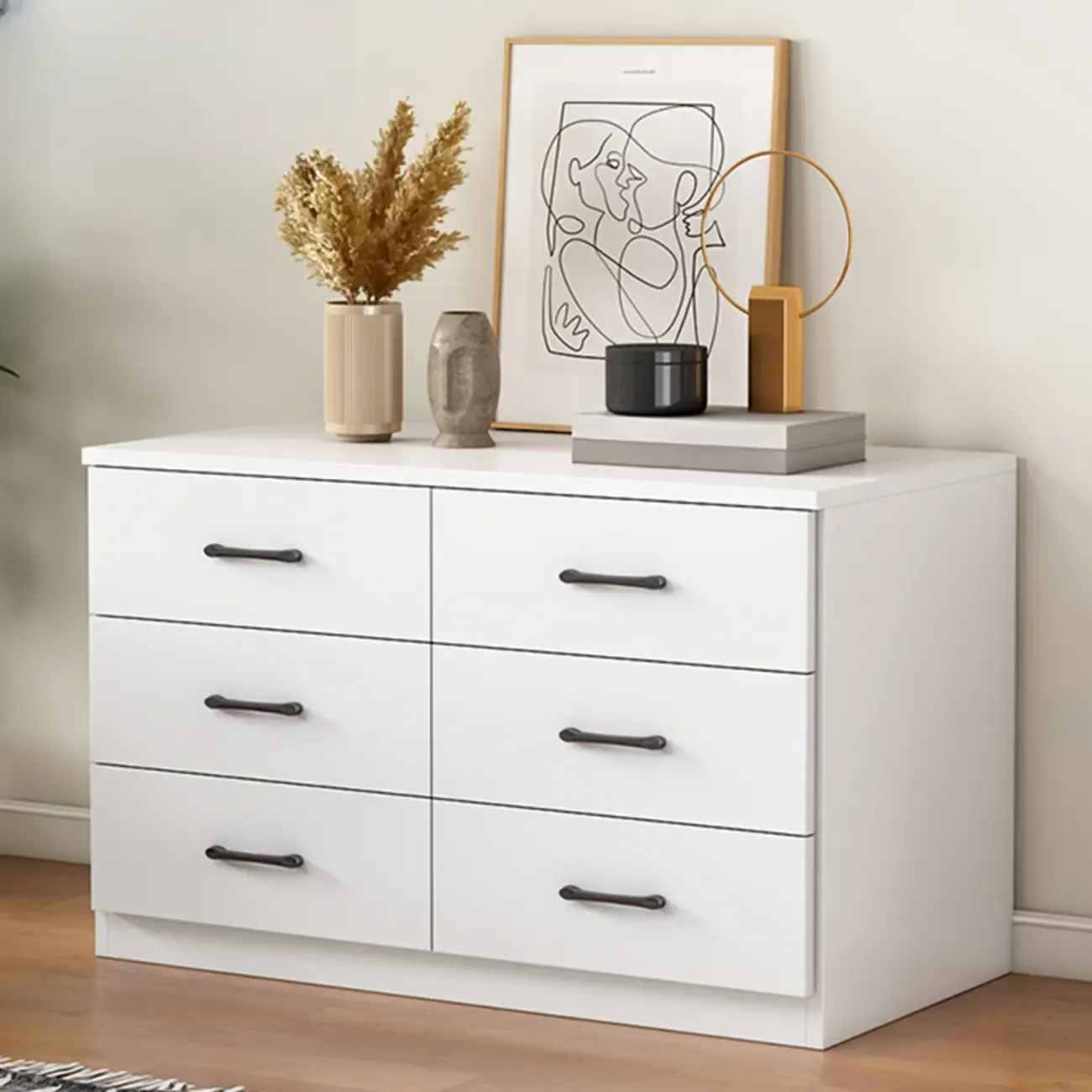 Minimalist White Storage Cabinet with Soft Close & Drawers  Image - 18