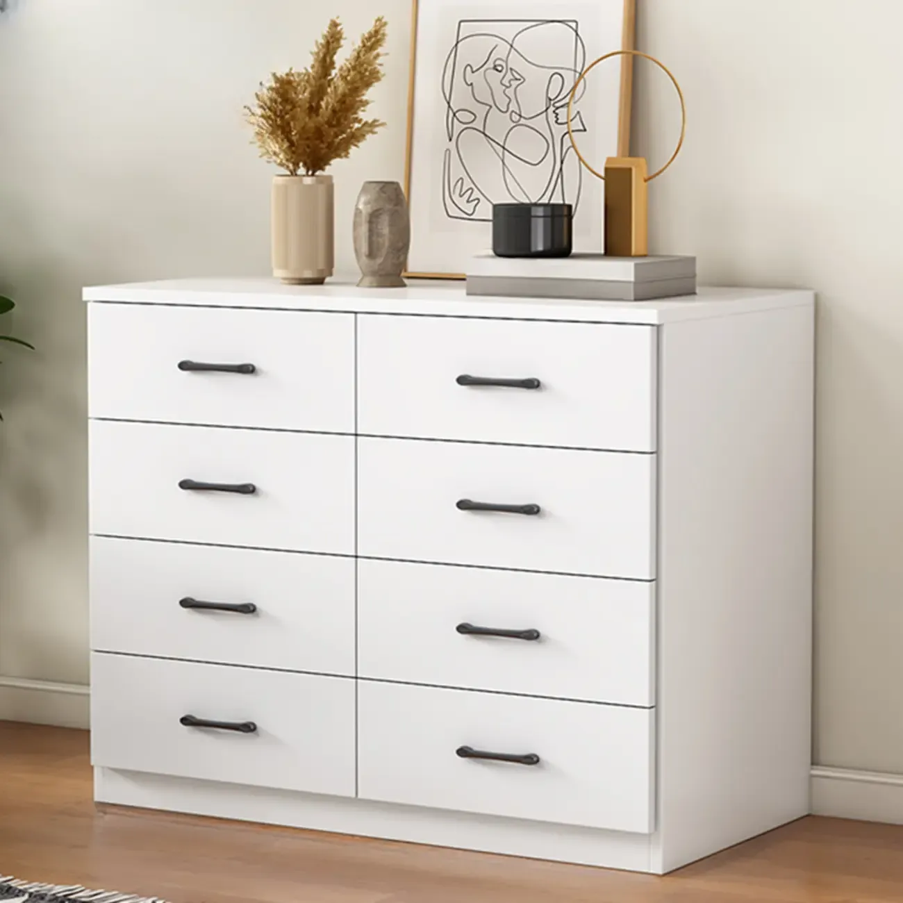 Minimalist White Storage Cabinet with Soft Close & Drawers  Image - 19