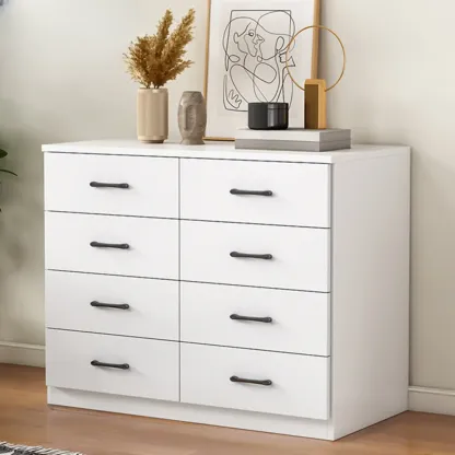 Minimalist White Storage Cabinet with Soft Close & Drawers  Image - 19