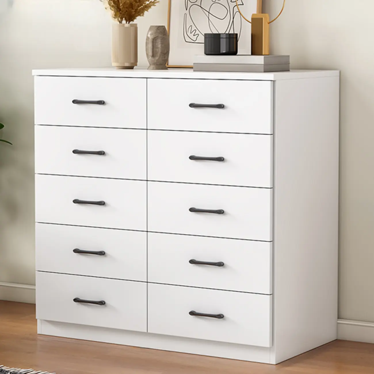 Minimalist White Storage Cabinet with Soft Close & Drawers  Image - 20 | homeyfad