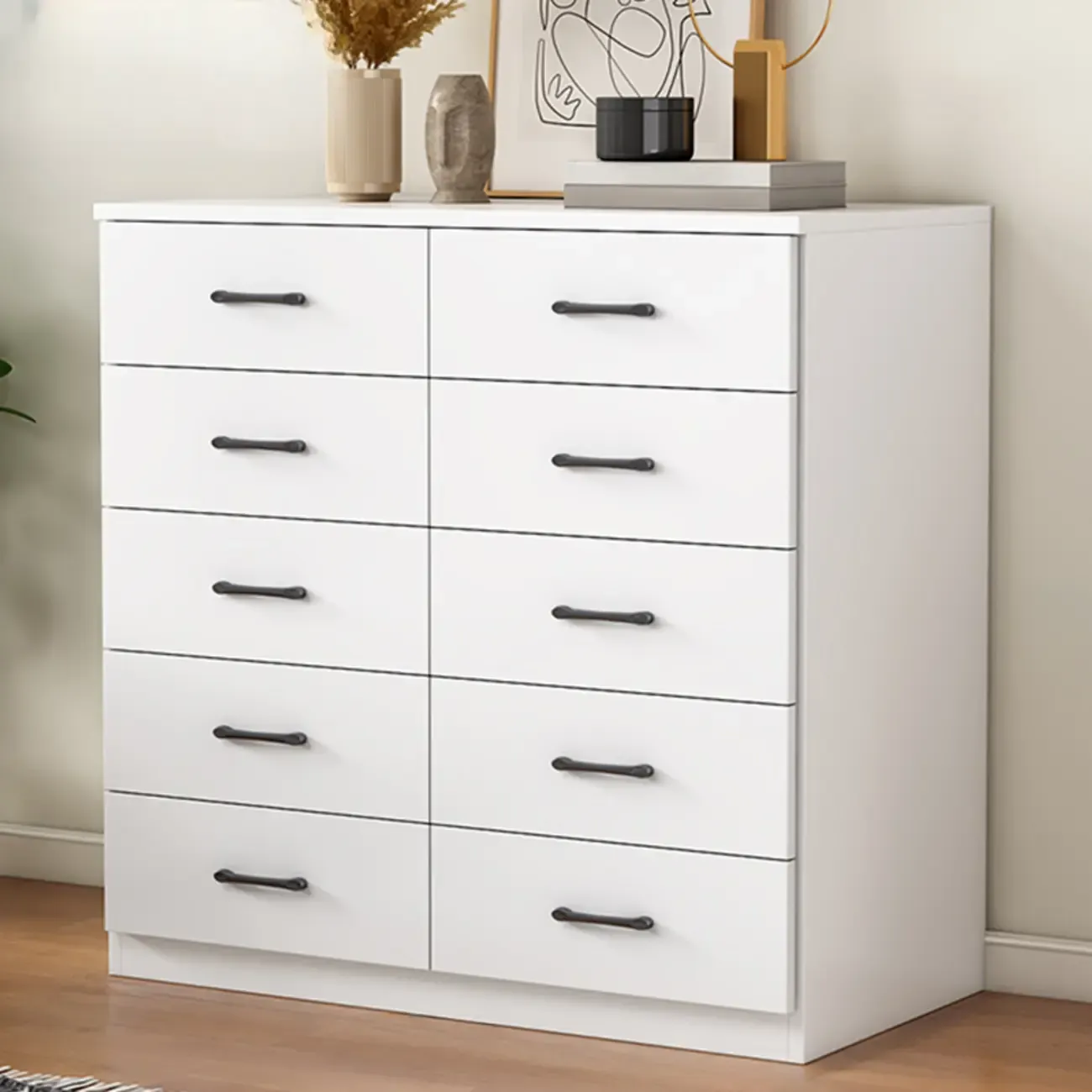 Minimalist White Storage Cabinet with Soft Close & Drawers  Image - 20