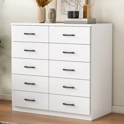 Minimalist White Storage Cabinet with Soft Close & Drawers  Image - 20