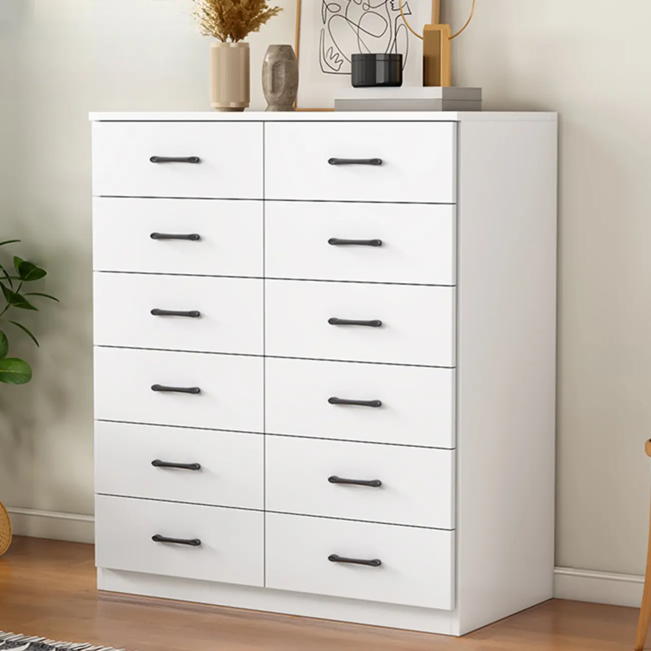 Minimalist White Storage Cabinet with Soft Close & Drawers  Image - 21 | homeyfad