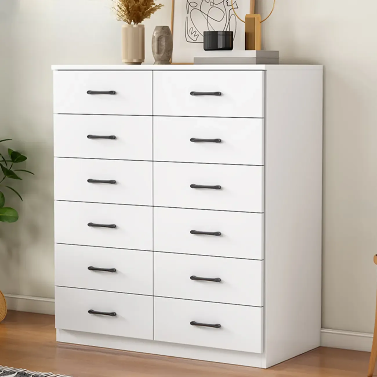 Minimalist White Storage Cabinet with Soft Close & Drawers  Image - 21
