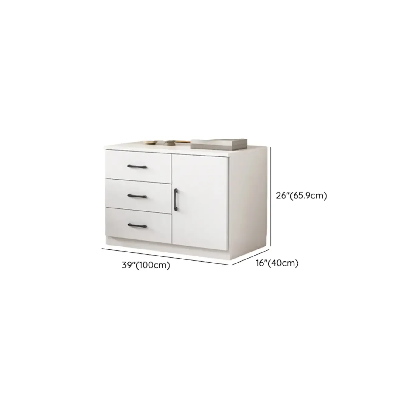Minimalist White Storage Cabinet with Soft Close & Drawers  Image - 34
