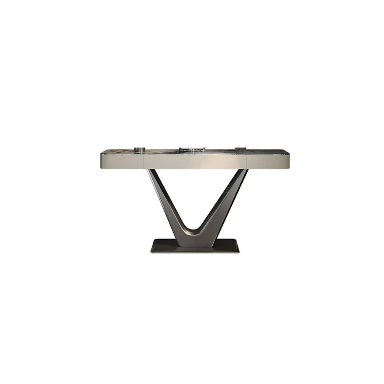 Modern Gray Rectangular Marble Top Metal Base Console Table  Image - 2 | homeyfad