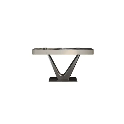 Modern Gray Rectangular Marble Top Metal Base Console Table  Image - 2