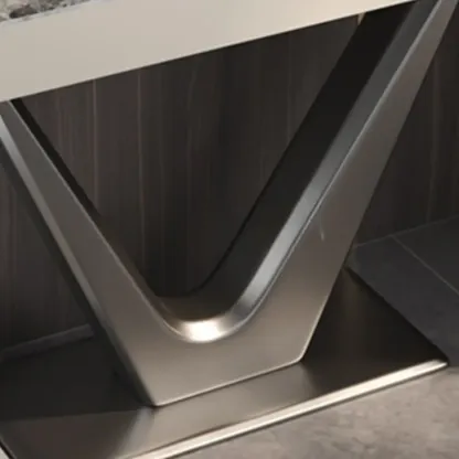 Modern Gray Rectangular Marble Top Metal Base Console Table  Image - 10