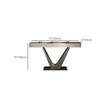 Modern Gray Rectangular Marble Top Metal Base Console Table  #size