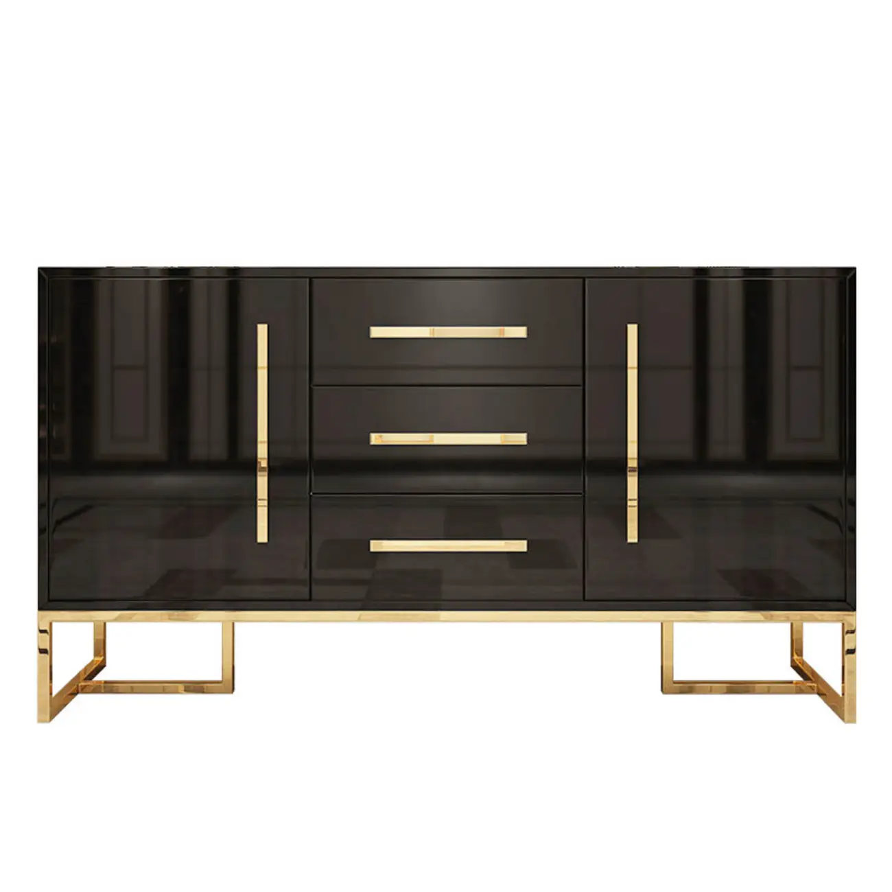 Glam Black Rectangle Accent Cabinets with Drawers & Doors Image - 5 | homeyfad
