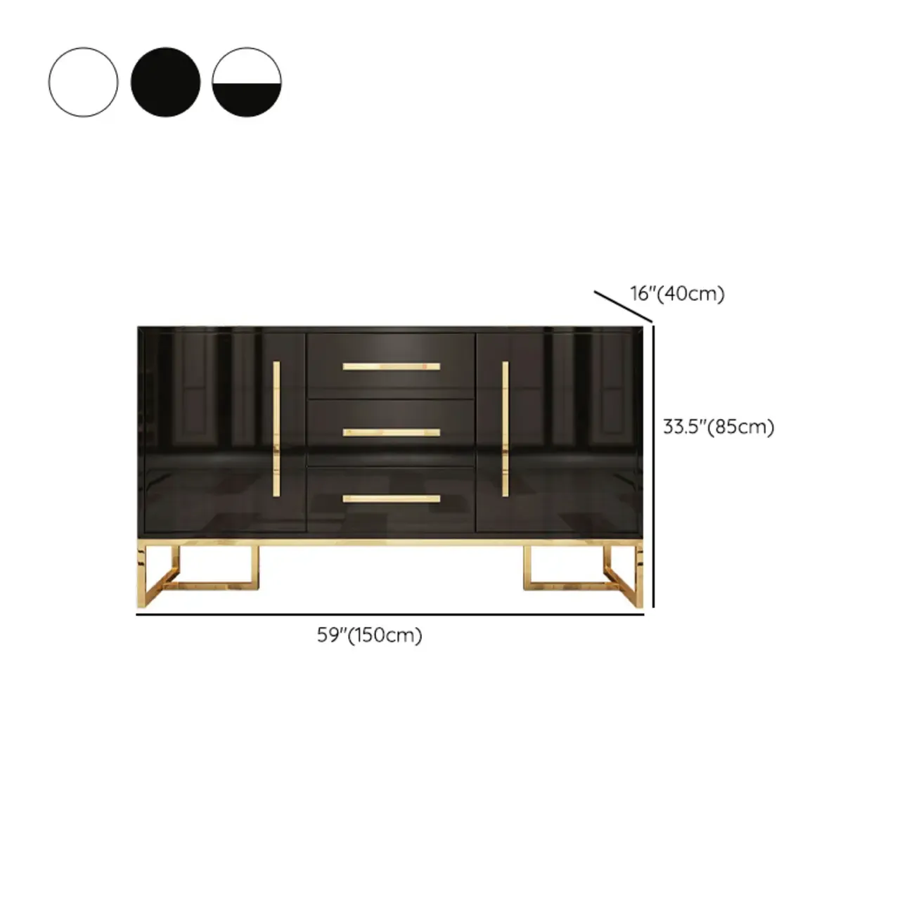 Glam Black Rectangle Accent Cabinets with Drawers & Doors Image - 9
