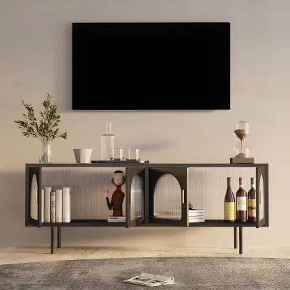 Minimalist Metal TV Stand with Storage and Shelves for Home Use Image - 1