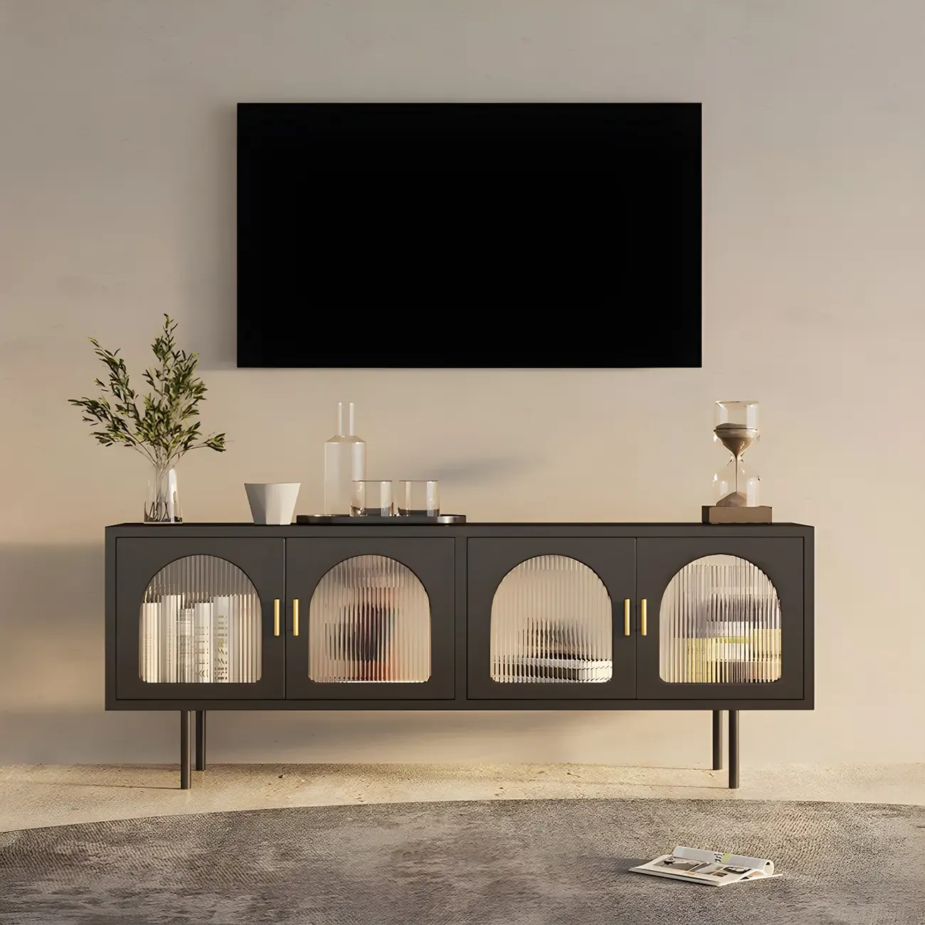 Minimalist Metal TV Stand with Storage and Shelves for Home Use Image - 2