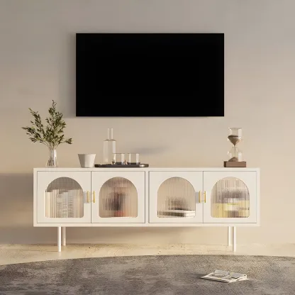 Minimalist Metal TV Stand with Storage and Shelves for Home Use Image - 3