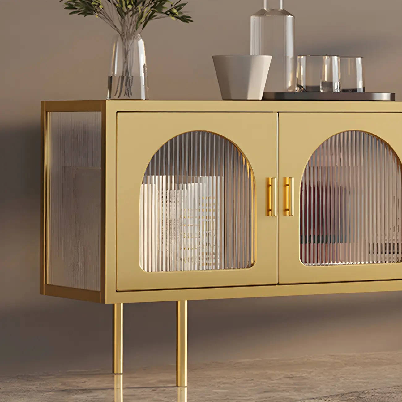 Minimalist Metal TV Stand with Storage and Shelves for Home Use Image - 6 | homeyfad