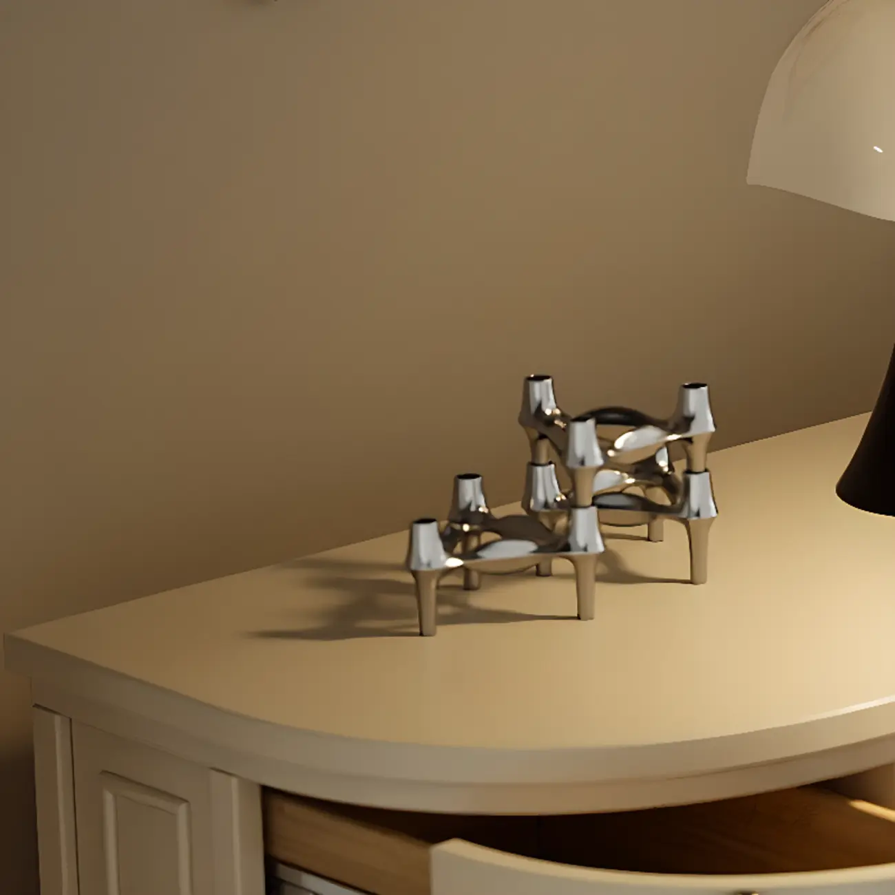 Free-standing Elegant Cabinet with Glass Doors & Drawers Image - 8 | homeyfad