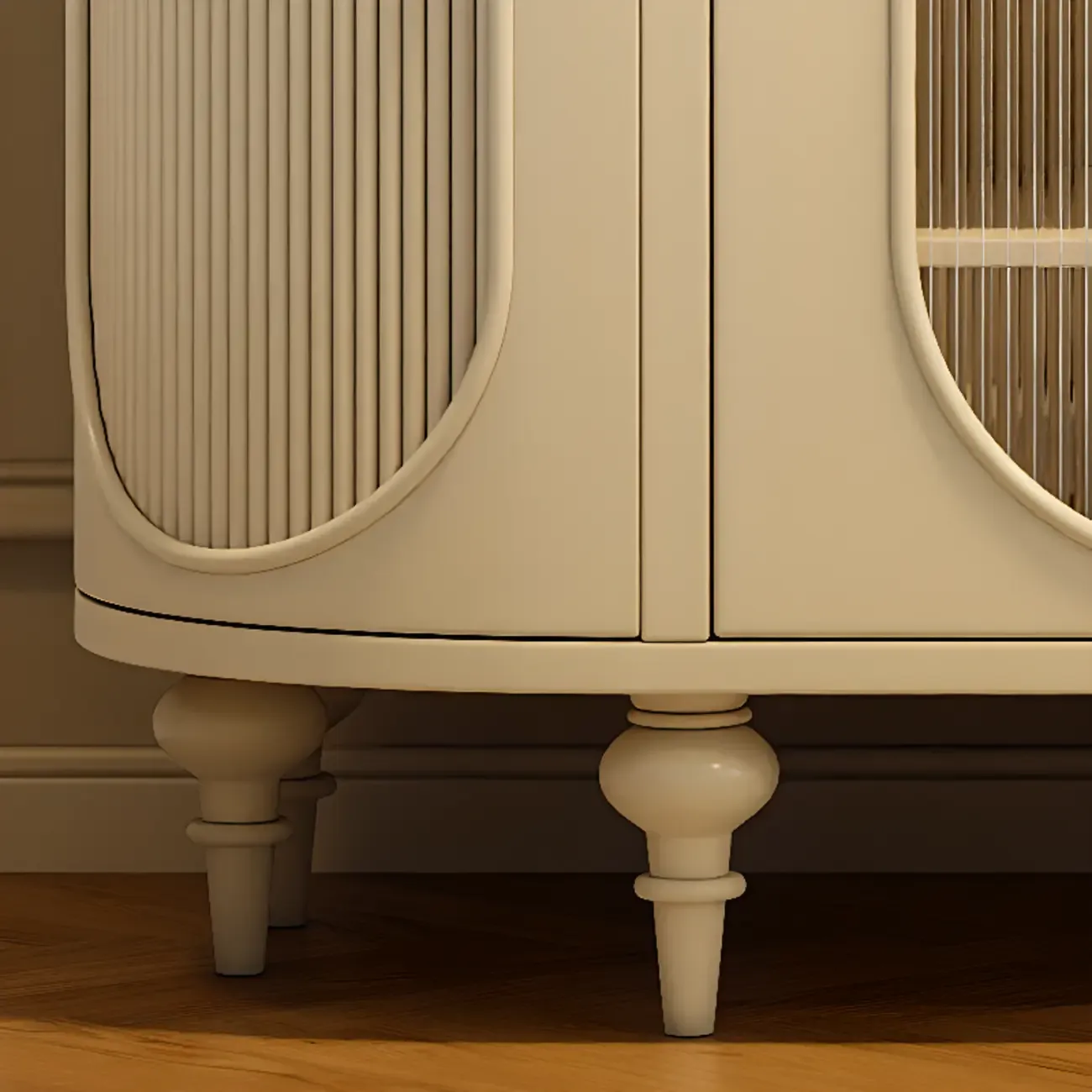 Free-standing Elegant Cabinet with Glass Doors & Drawers Image - 10