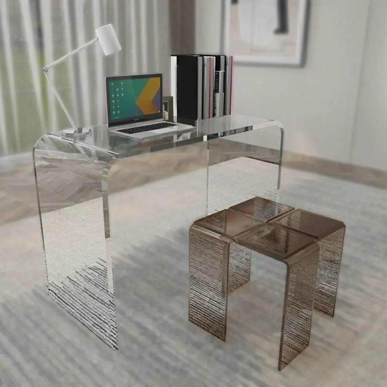 Modern Clear Acrylic Console Table Image - 3
